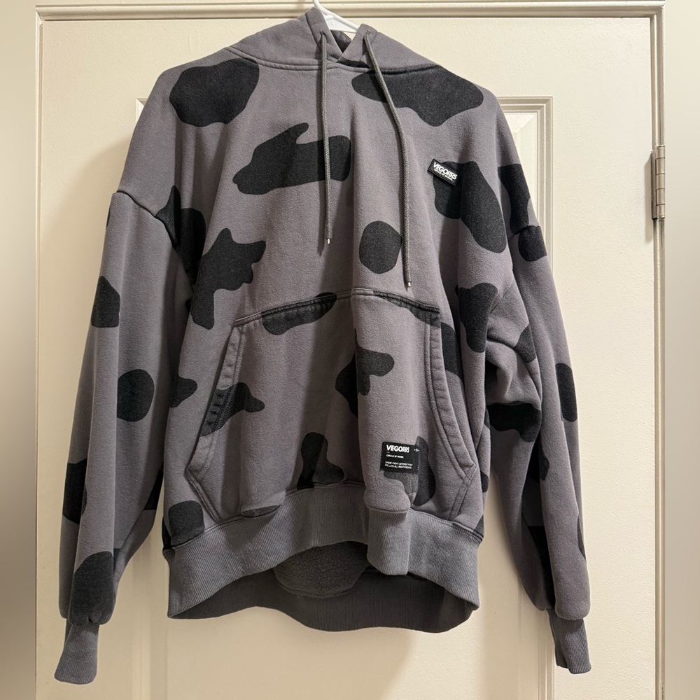 Vegorrs Grey Cow Print Hoodie